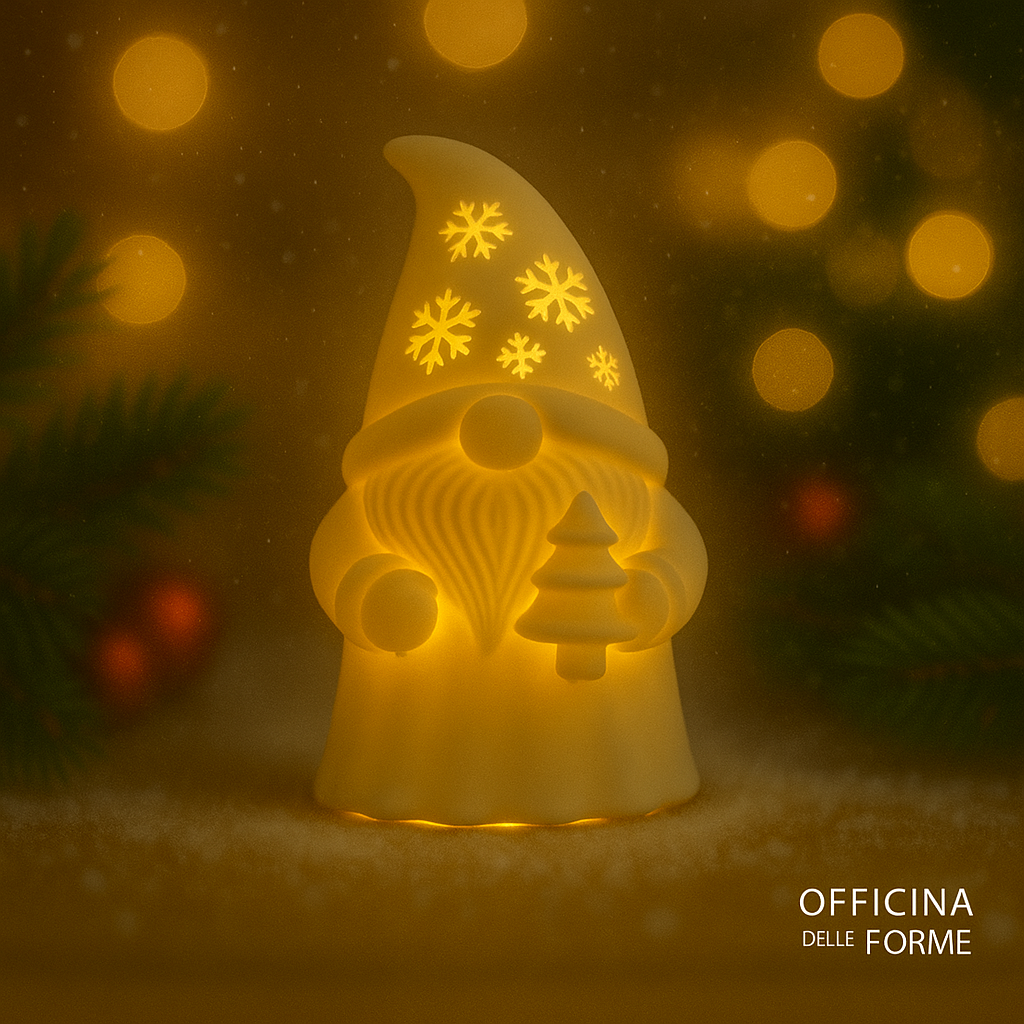 Gnomo Segnaposto – Alberello (in mano, fiocchi di neve)